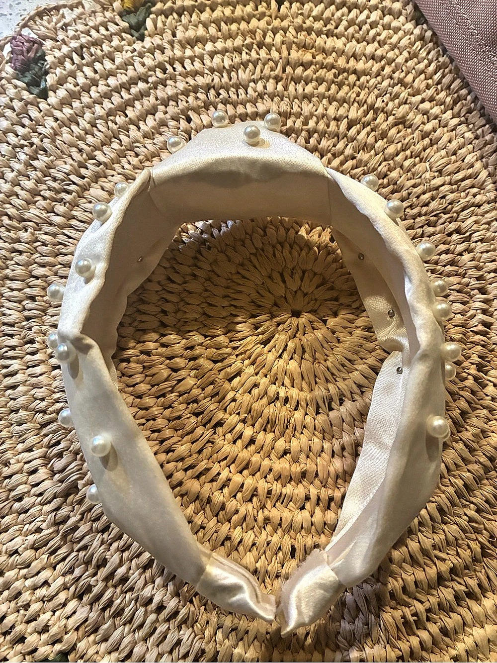 Pearl Embellished Headband in White